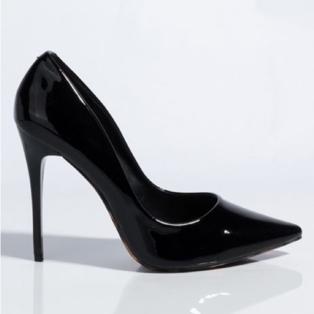 Azalea Wang Black Patent Leather High Heel Pumps - Picture 2 of 5